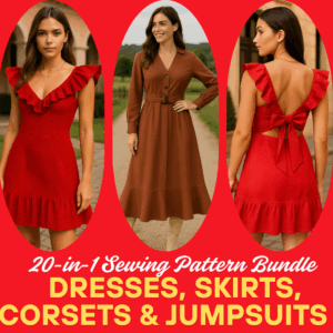 ✨ 20-in-1 Sewing Pattern Bundle – Dresses, Skirts, Corsets & Jumpsuits | PDF Download