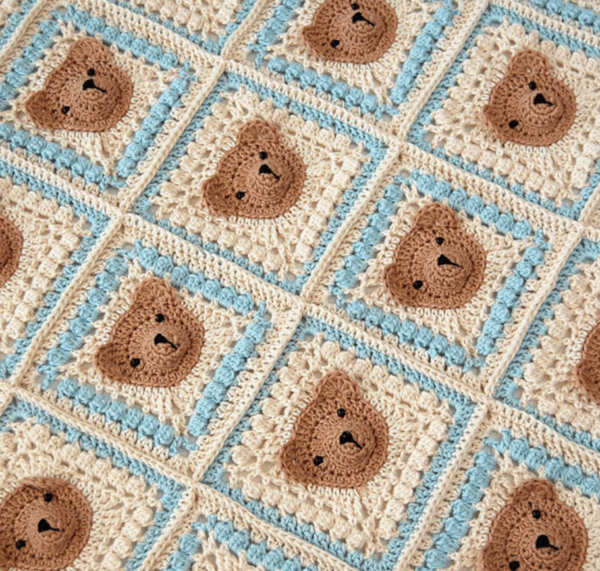 🐻 Cozy Bear Baby Blanket Crochet Pattern – Granny Square Blanket with Beads & 3D Ears - Image 10