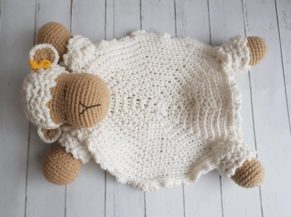 🐑 Baby Sheep Lovey Crochet Pattern – Soft & Sweet Security Blanket with Plush Head and Legs - Image 4