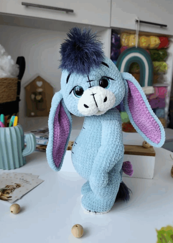 🧸 Donkey Amigurumi Crochet Pattern – Poseable Plush with Jointed Limbs, Mane & Bowtie - Image 4