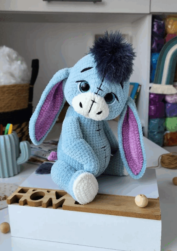 🧸 Donkey Amigurumi Crochet Pattern – Poseable Plush with Jointed Limbs, Mane & Bowtie - Image 2