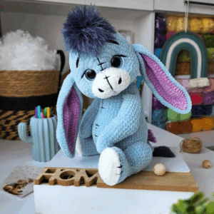 🧸 Donkey Amigurumi Crochet Pattern – Poseable Plush with Jointed Limbs, Mane & Bowtie