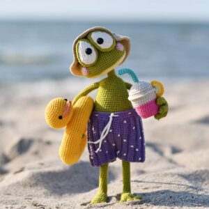 🌞🐸 Froggy Amigurumi Crochet Pattern – Intermediate Plush Toy with Summer Accessories 🌴🍋