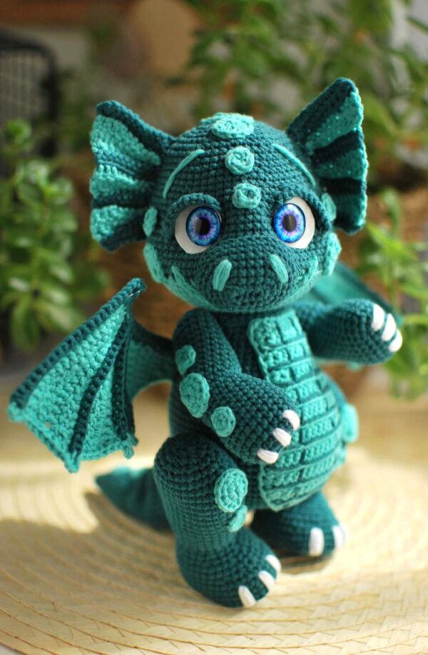 🐉 Green Dragon Amigurumi Crochet Pattern – Poseable Fantasy Plush with Wings, Tail & Scarf - Image 9