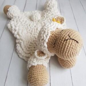 🐑 Baby Sheep Lovey Crochet Pattern – Soft & Sweet Security Blanket with Plush Head and Legs