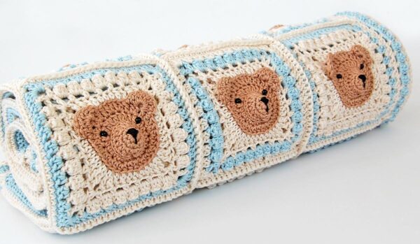 🐻 Cozy Bear Baby Blanket Crochet Pattern – Granny Square Blanket with Beads & 3D Ears - Image 9