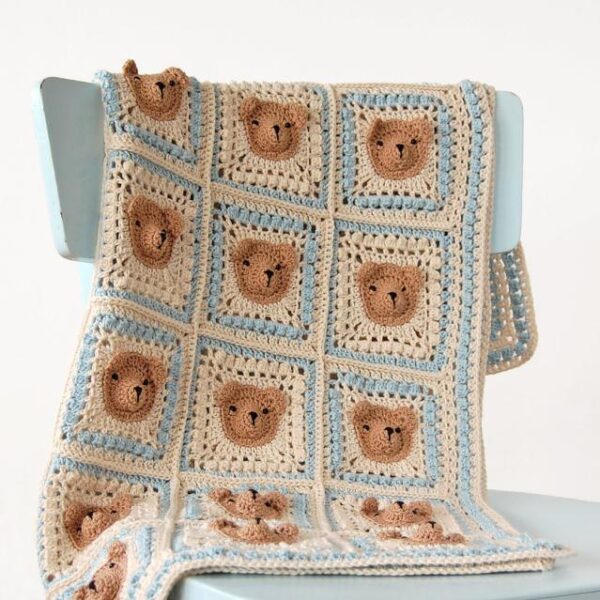 🐻 Cozy Bear Baby Blanket Crochet Pattern – Granny Square Blanket with Beads & 3D Ears - Image 6
