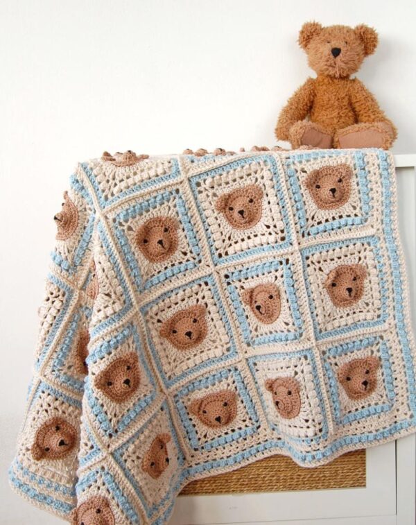 🐻 Cozy Bear Baby Blanket Crochet Pattern – Granny Square Blanket with Beads & 3D Ears - Image 5