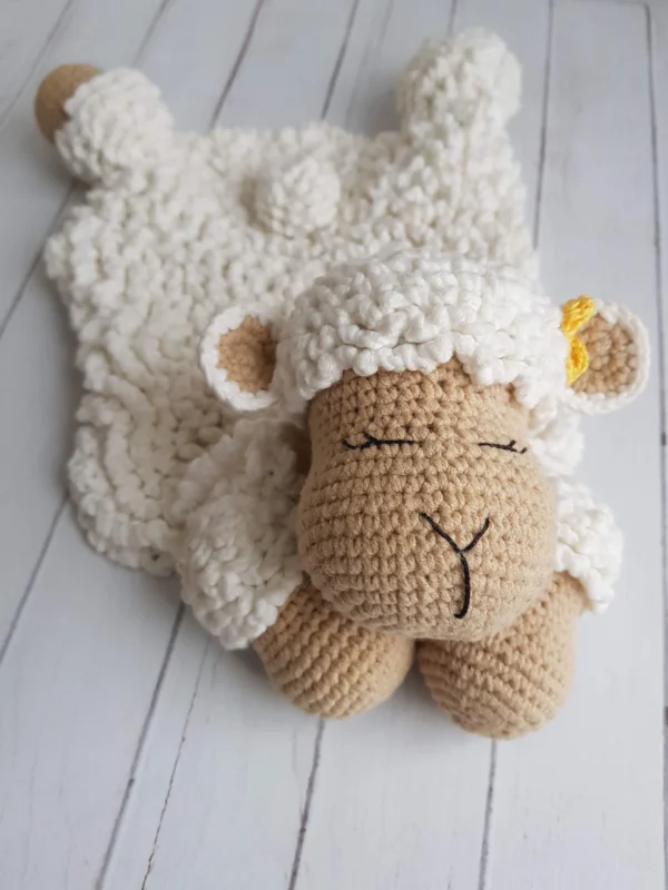 🐑 Baby Sheep Lovey Crochet Pattern – Soft & Sweet Security Blanket with Plush Head and Legs - Image 2