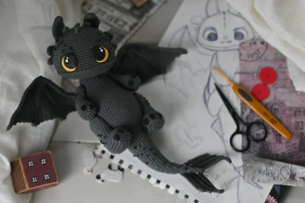 🐉 Mythical Dragon Crochet Pattern – Poseable Fantasy Creature with Wired Wings & Sculpted Details - Image 4