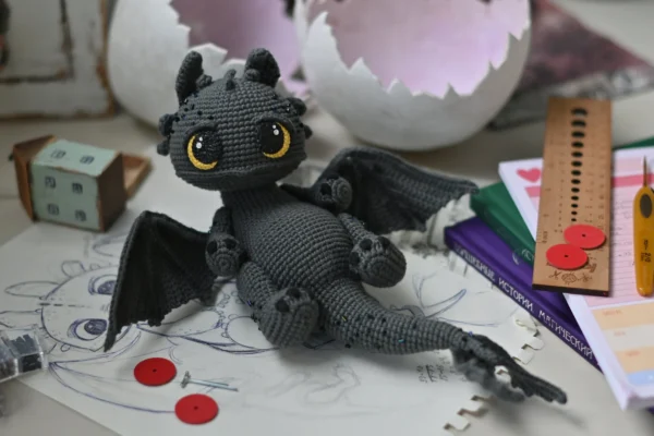 🐉 Mythical Dragon Crochet Pattern – Poseable Fantasy Creature with Wired Wings & Sculpted Details - Image 6