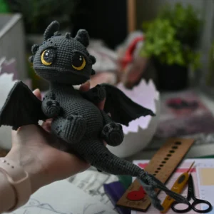 🐉 Mythical Dragon Crochet Pattern – Poseable Fantasy Creature with Wired Wings & Sculpted Details