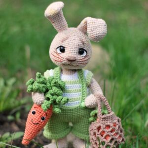 🐰🥕 Spring Bunny Crochet Pattern – Poseable Amigurumi with Clothes & Carrot Accessories🌼🧶