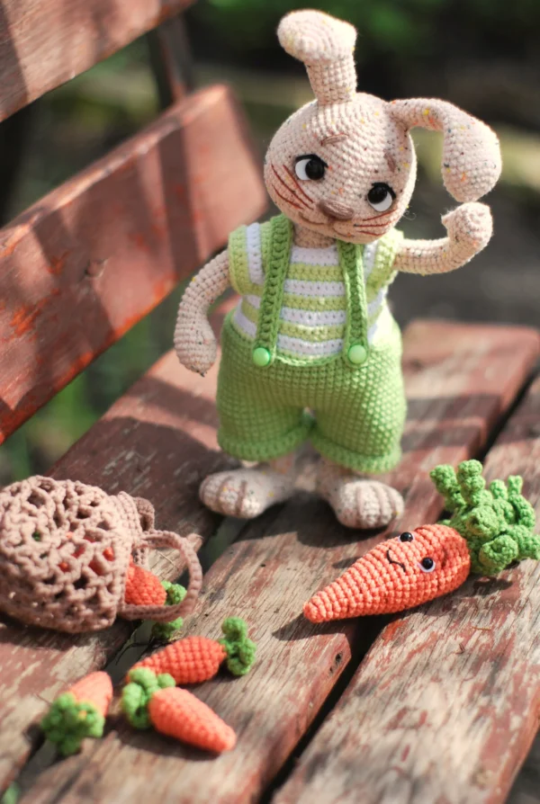🐰🥕 Spring Bunny Crochet Pattern – Poseable Amigurumi with Clothes & Carrot Accessories🌼🧶 - Image 2