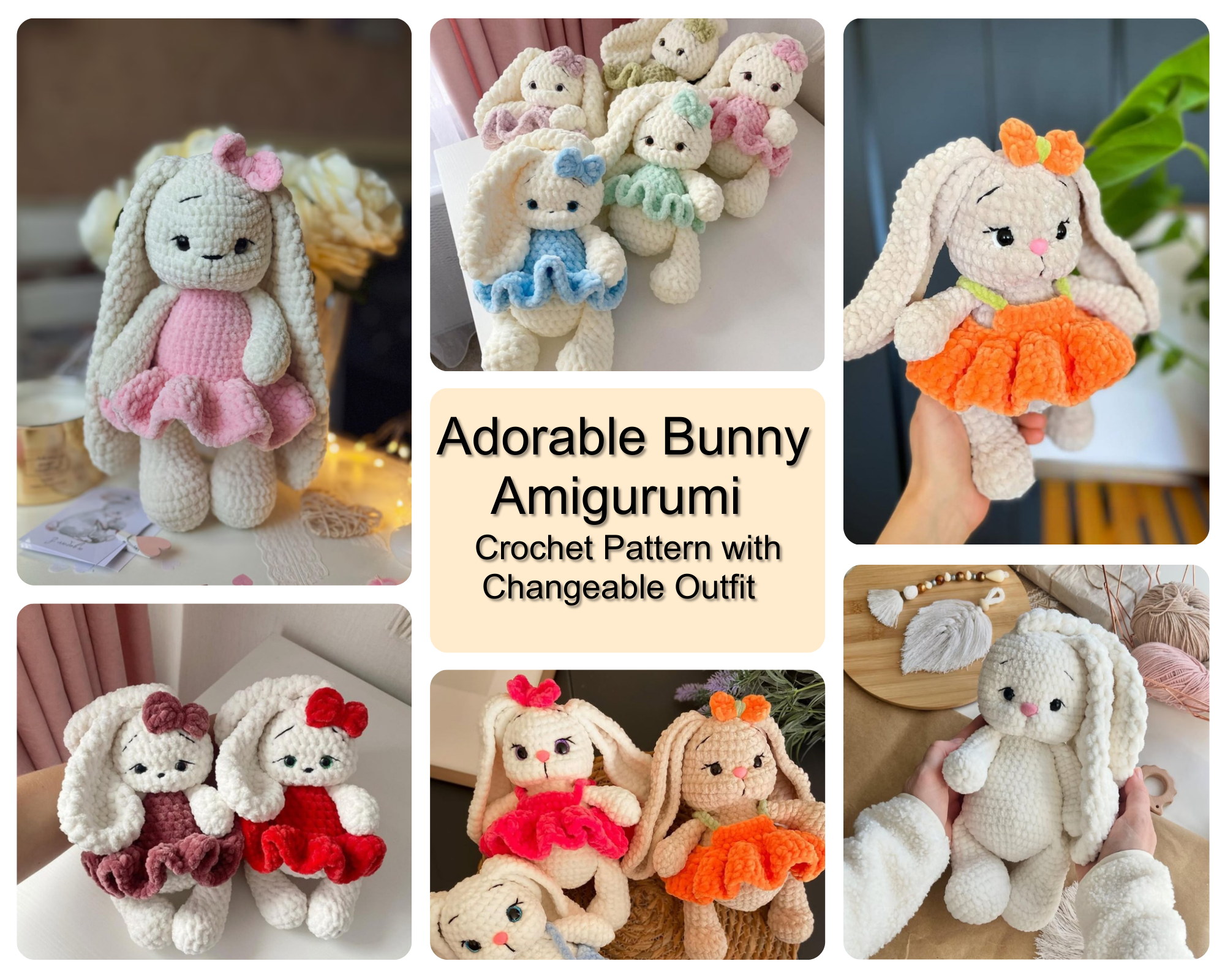 🐰Adorable Bunny Amigurumi – Crochet Pattern with Changeable Outfit - Image 11