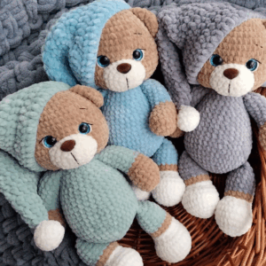 🌙 Sleepytime Teddy – Amigurumi Crochet Pattern (Bear with Pajamas & Cap)