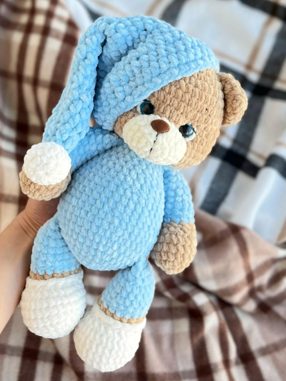 🌙 Sleepytime Teddy – Amigurumi Crochet Pattern (Bear with Pajamas & Cap) - Image 8