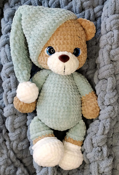 🌙 Sleepytime Teddy – Amigurumi Crochet Pattern (Bear with Pajamas & Cap) - Image 7