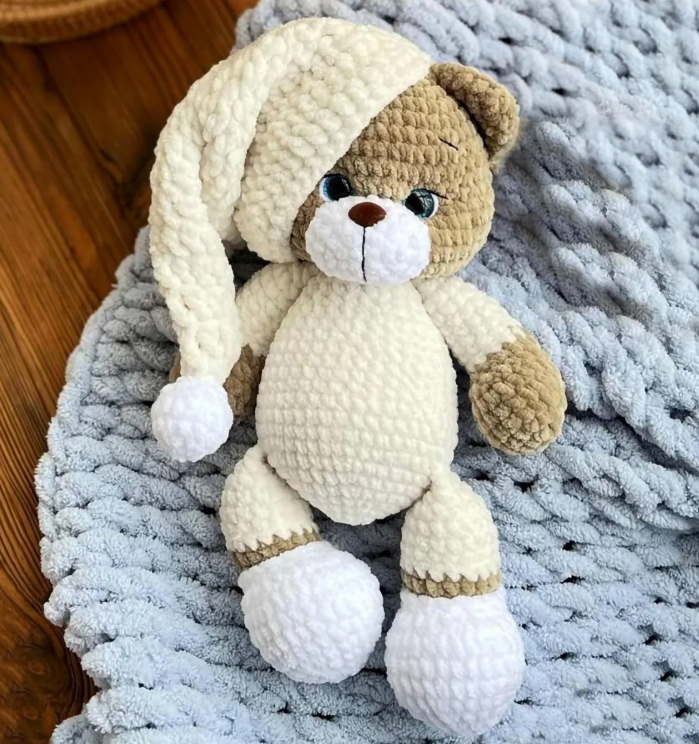 🌙 Sleepytime Teddy – Amigurumi Crochet Pattern (Bear with Pajamas & Cap) - Image 6