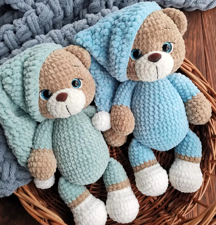 🌙 Sleepytime Teddy – Amigurumi Crochet Pattern (Bear with Pajamas & Cap) - Image 5
