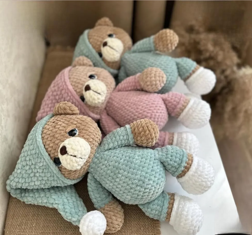 🌙 Sleepytime Teddy – Amigurumi Crochet Pattern (Bear with Pajamas & Cap) - Image 3